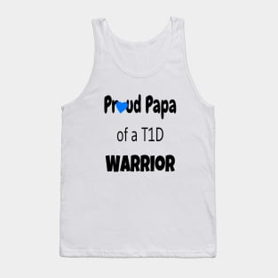 Proud Papa - Black Text - Blue Heart Tank Top